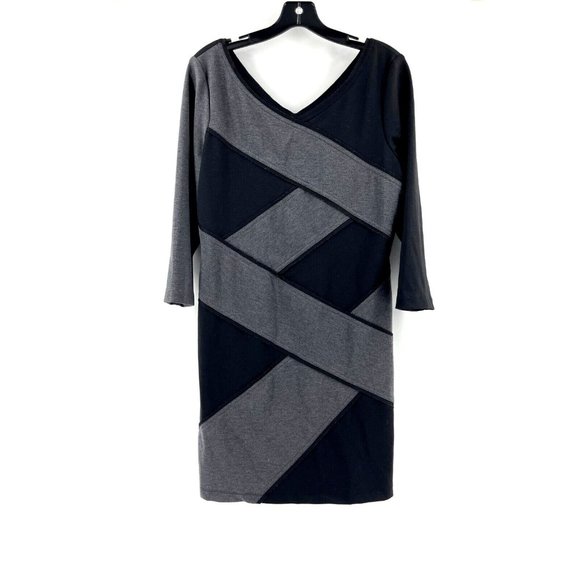 Sandra Darren Dresses & Skirts - Sandra Darren Women's Black Gray Long Sleeve Stretch Cocktail Dress Size 12